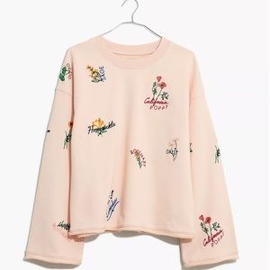 NWT Madewell Botanical Embroidered Bell-Sleeve Sweatshirt